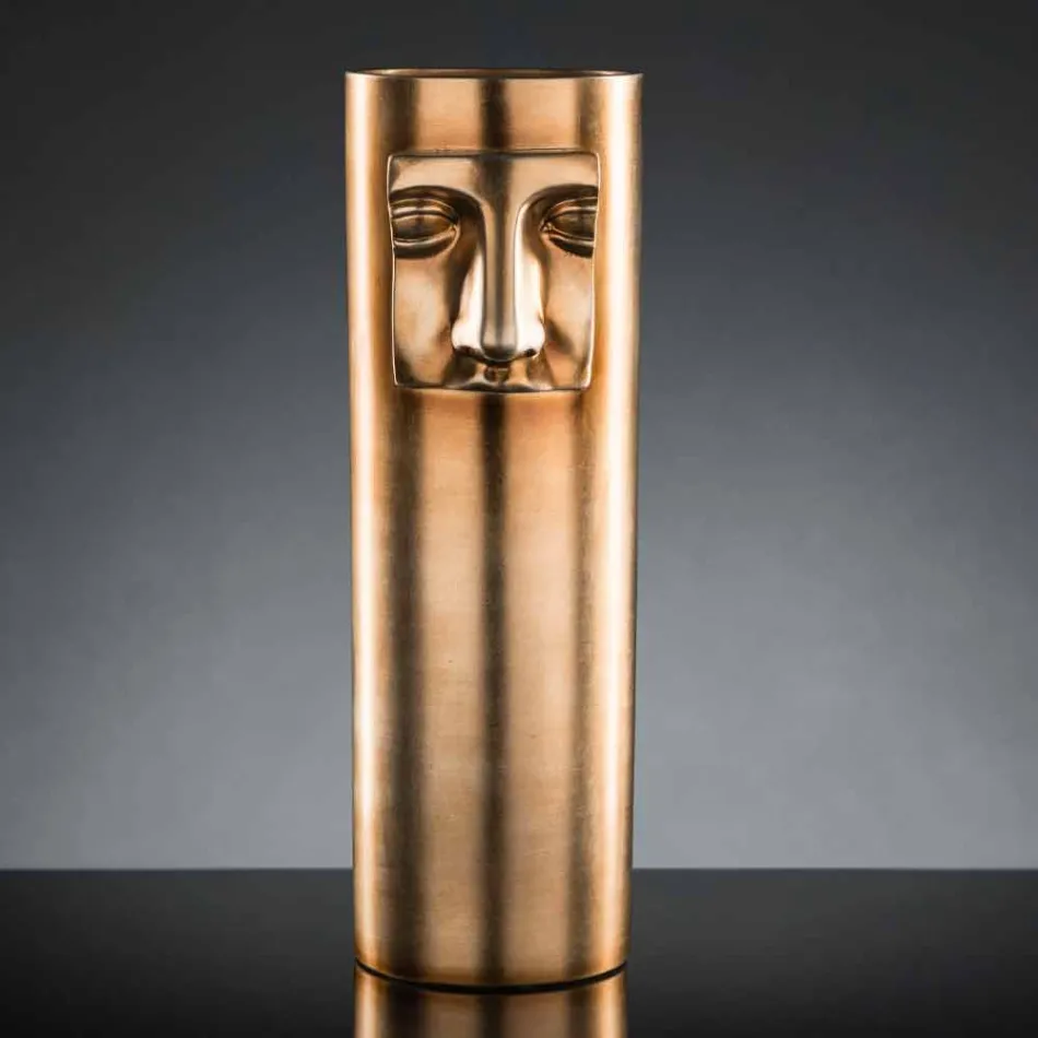 Moderne hoge vaas van wit keramiek met gekleurd inzetstuk Made in Italy - Lexi Viadurini