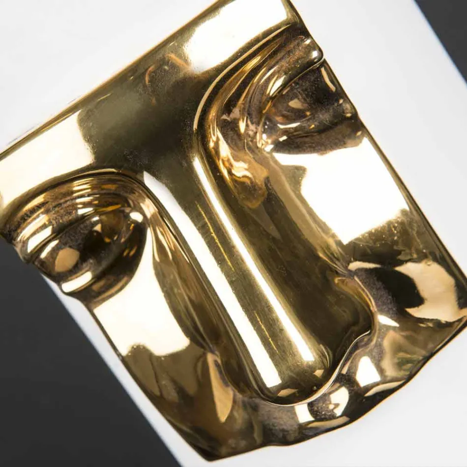 Moderne hoge vaas van wit keramiek met gekleurd inzetstuk Made in Italy - Lexi Viadurini