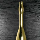 Moderne hoge vaas in hars goud of zilver bladafwerking Made in Italy - Quartz Viadurini