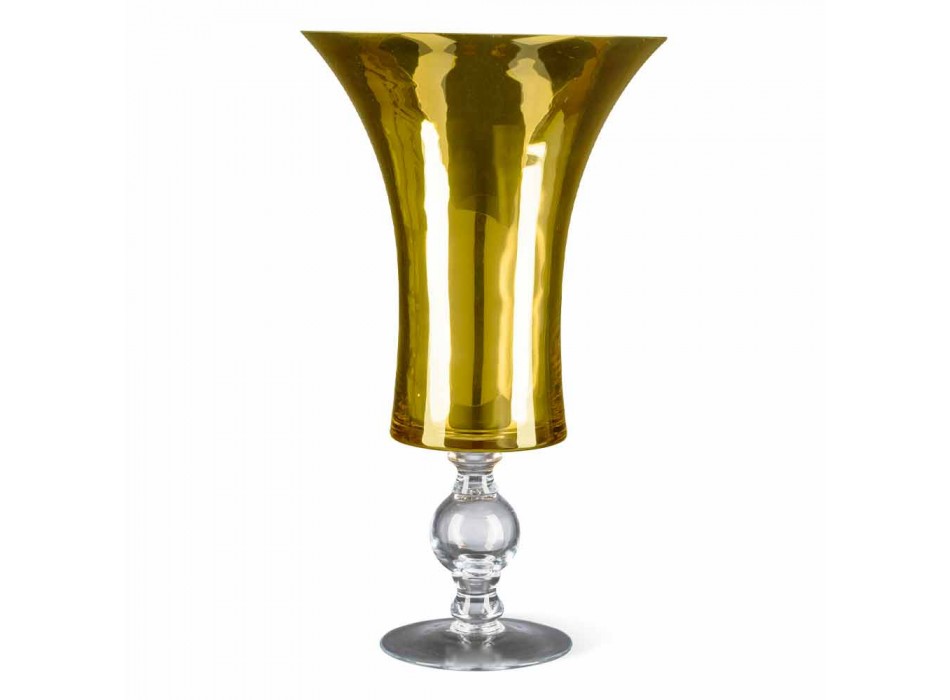Ambachtelijke vaas in wit geblazen glas of 24k goud gemaakt in Italië - Canberra Viadurini