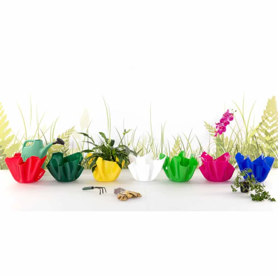 Witte vaas indoor / outdoor design dappreggiato Pina, made in Italy Viadurini