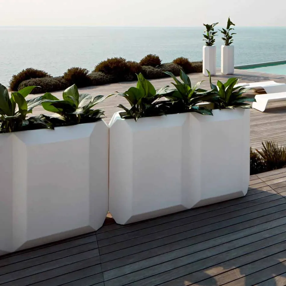 Witte binnen- of buitenvaas in plastic van 3 maten - Gem by Myyour Viadurini