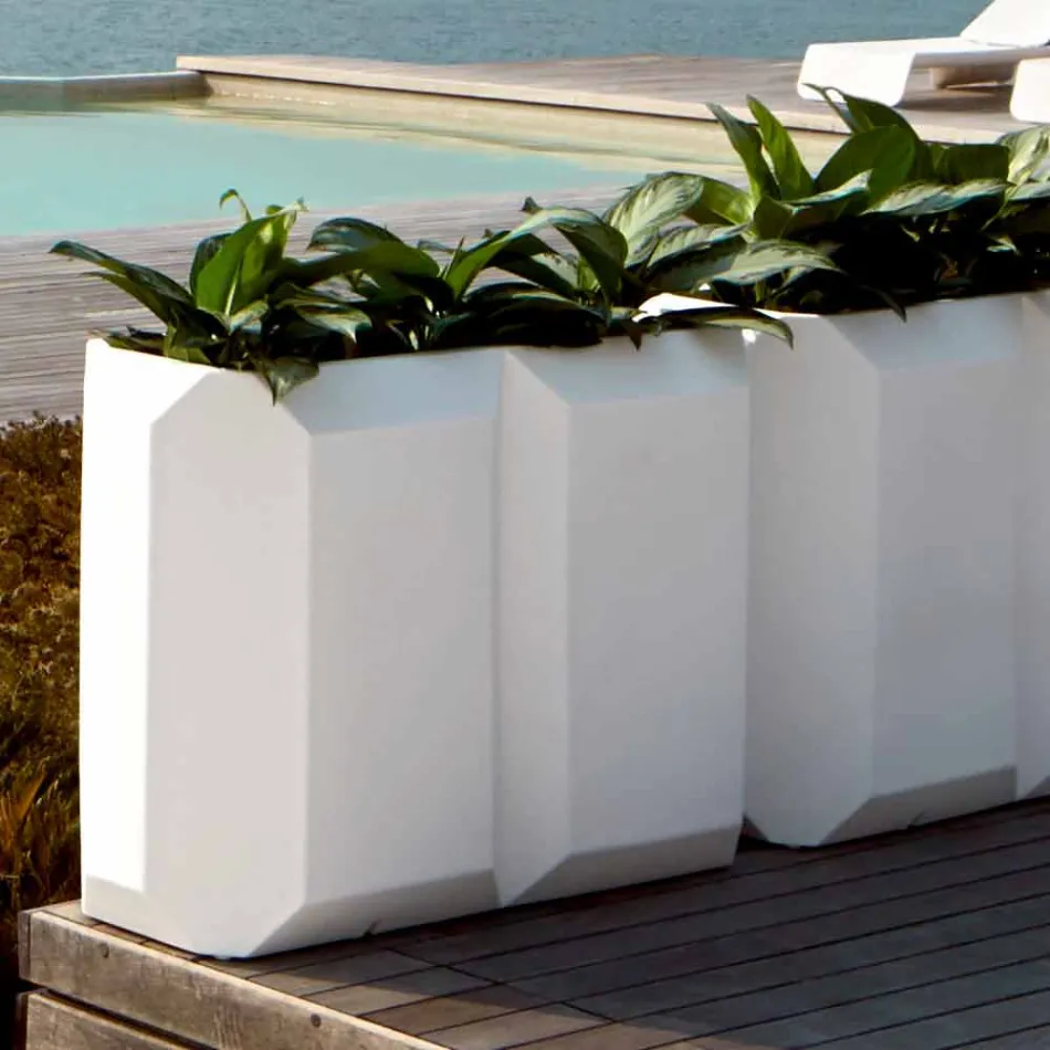 Witte binnen- of buitenvaas in plastic van 3 maten - Gem by Myyour Viadurini