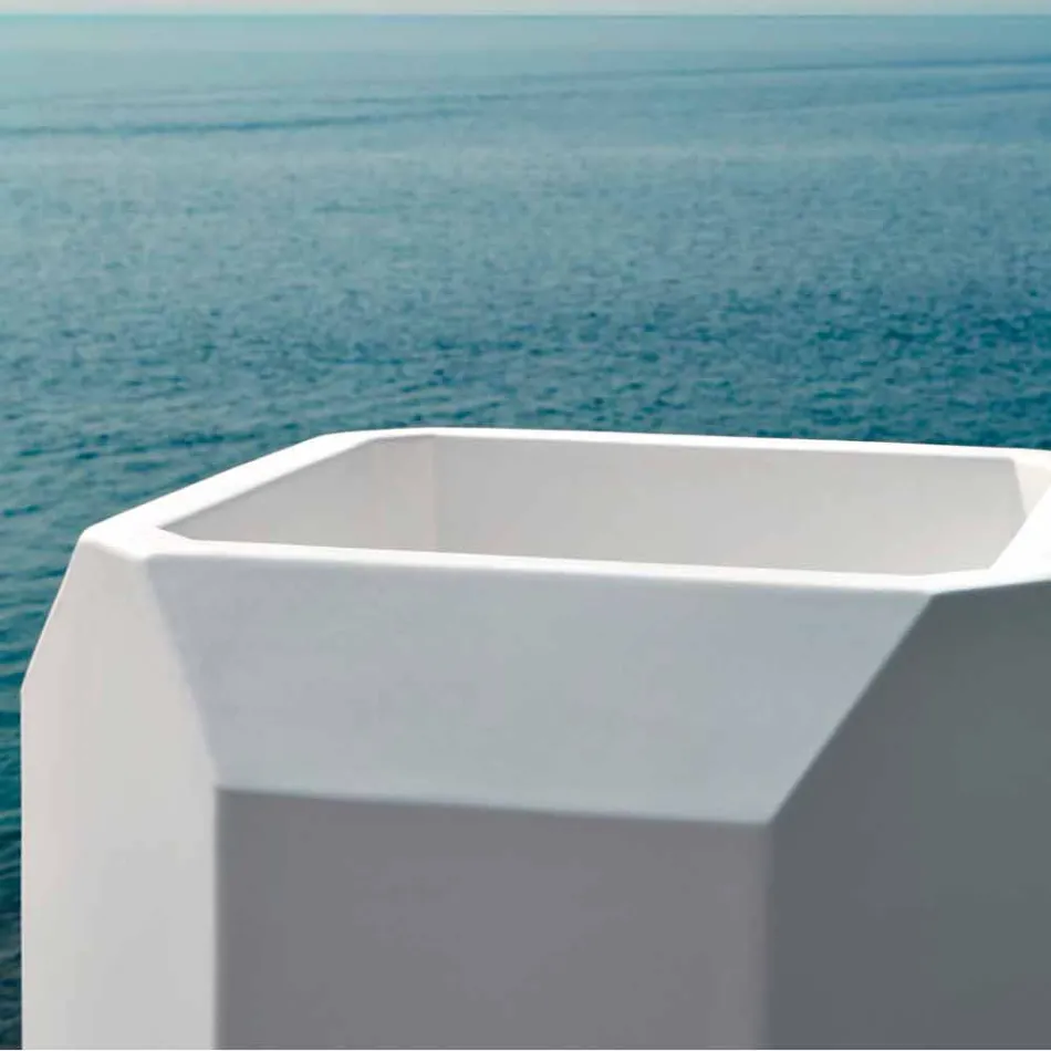 Witte binnen- of buitenvaas in plastic van 3 maten - Gem by Myyour Viadurini