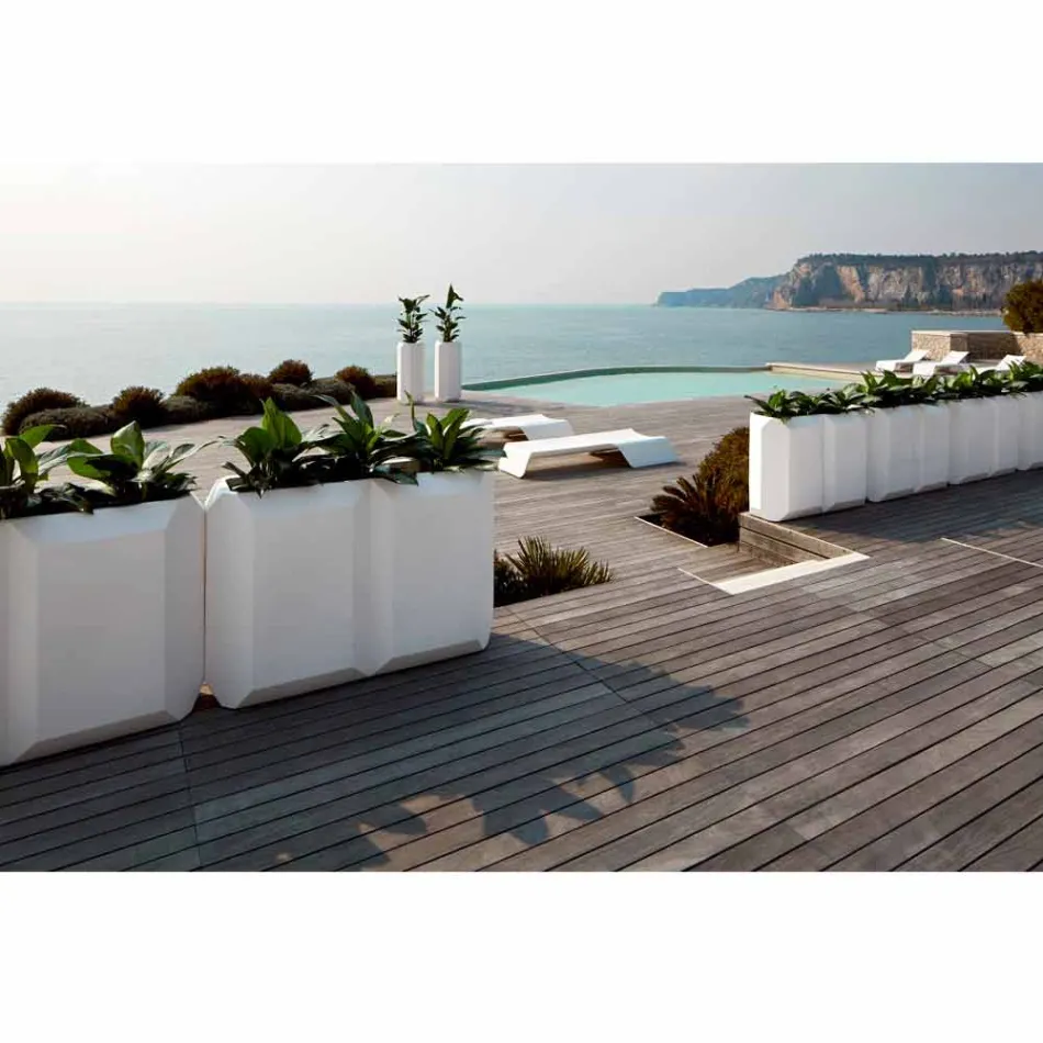 Witte binnen- of buitenvaas in plastic van 3 maten - Gem by Myyour Viadurini