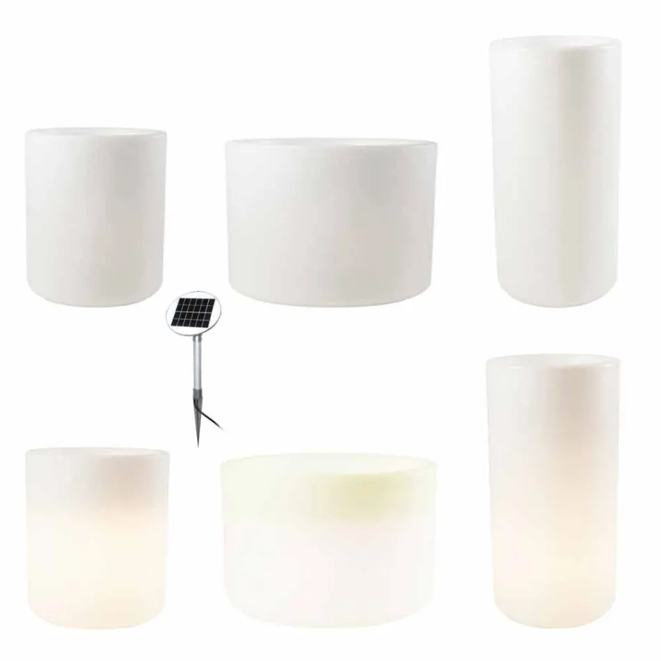 Vaas met zonne-verlichting of led-ontwerp voor binnen of buiten - Cilindrostar Viadurini