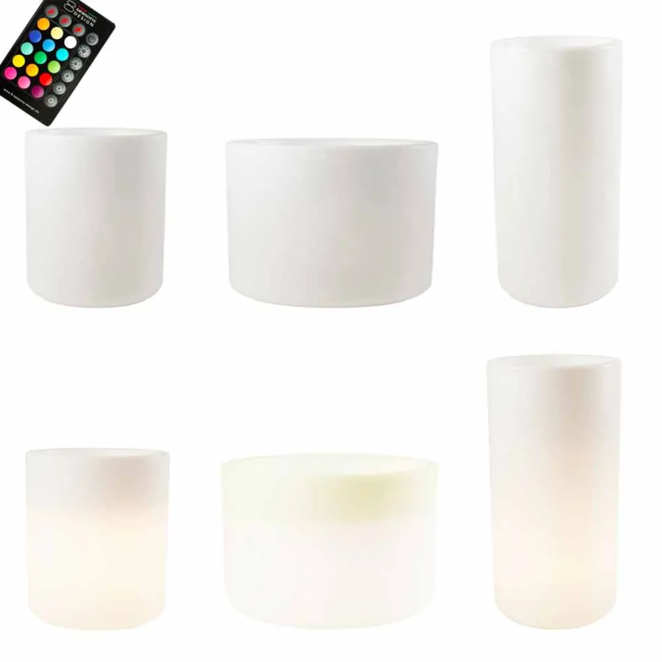 Vaas met zonne-verlichting of led-ontwerp voor binnen of buiten - Cilindrostar Viadurini