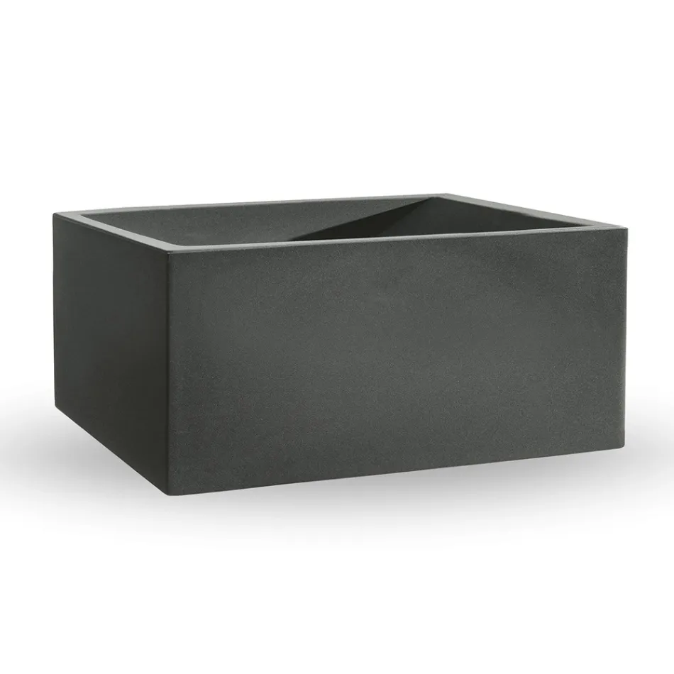 Rechthoekige gekleurde polyethyleen buitenvaas Made in Italy - grijs Viadurini