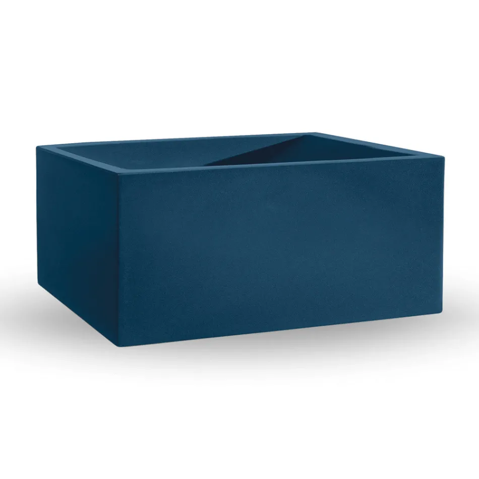 Rechthoekige gekleurde polyethyleen buitenvaas Made in Italy - grijs Viadurini