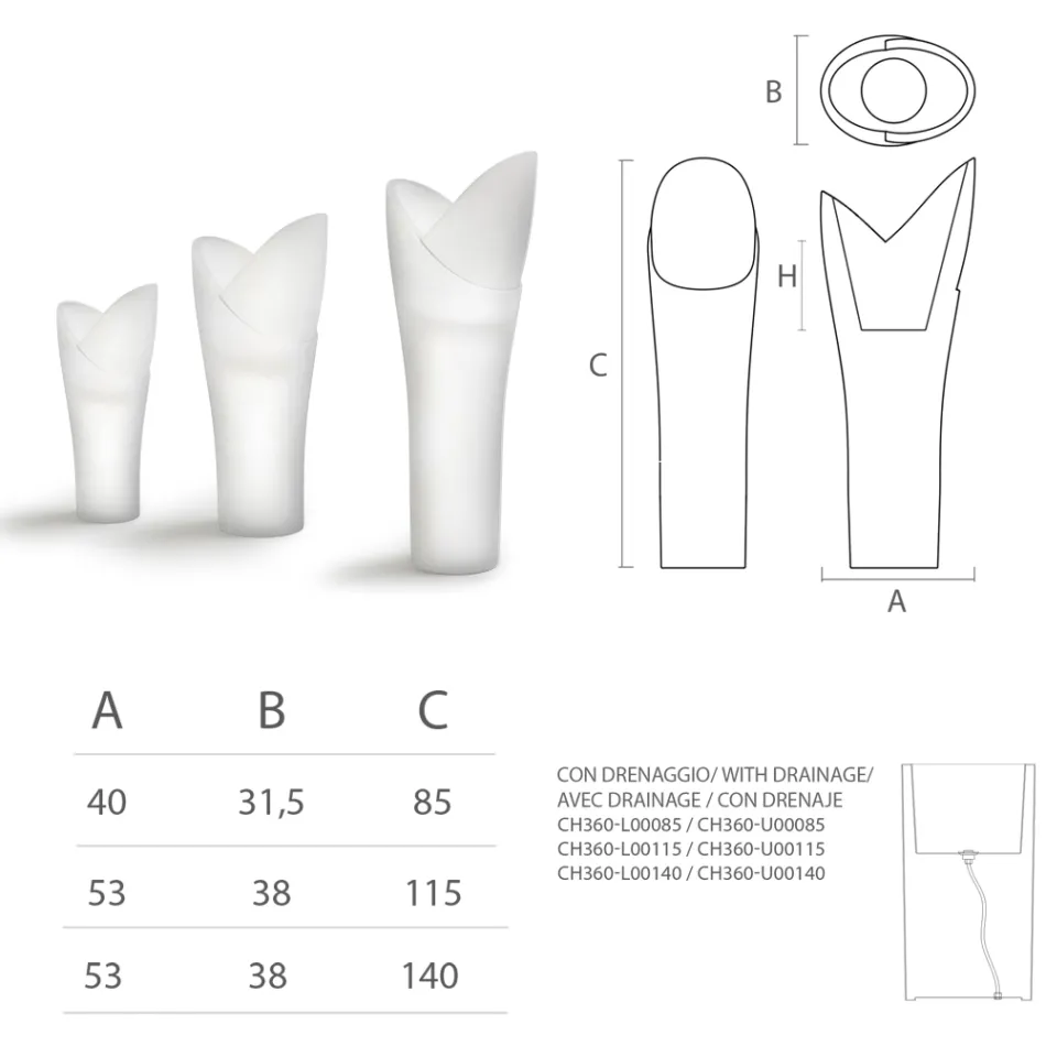 Lichtgevende buitenvaas in wit polyethyleen Made in Italy - Galileo Viadurini