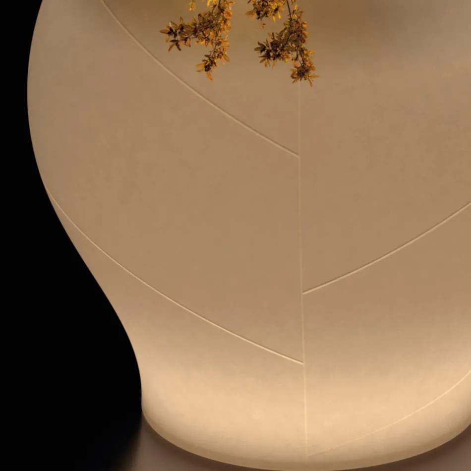 Lichtgevende tuinvaas van albastkleurig polyethyleen, gemaakt in Italië - Lotus Viadurini