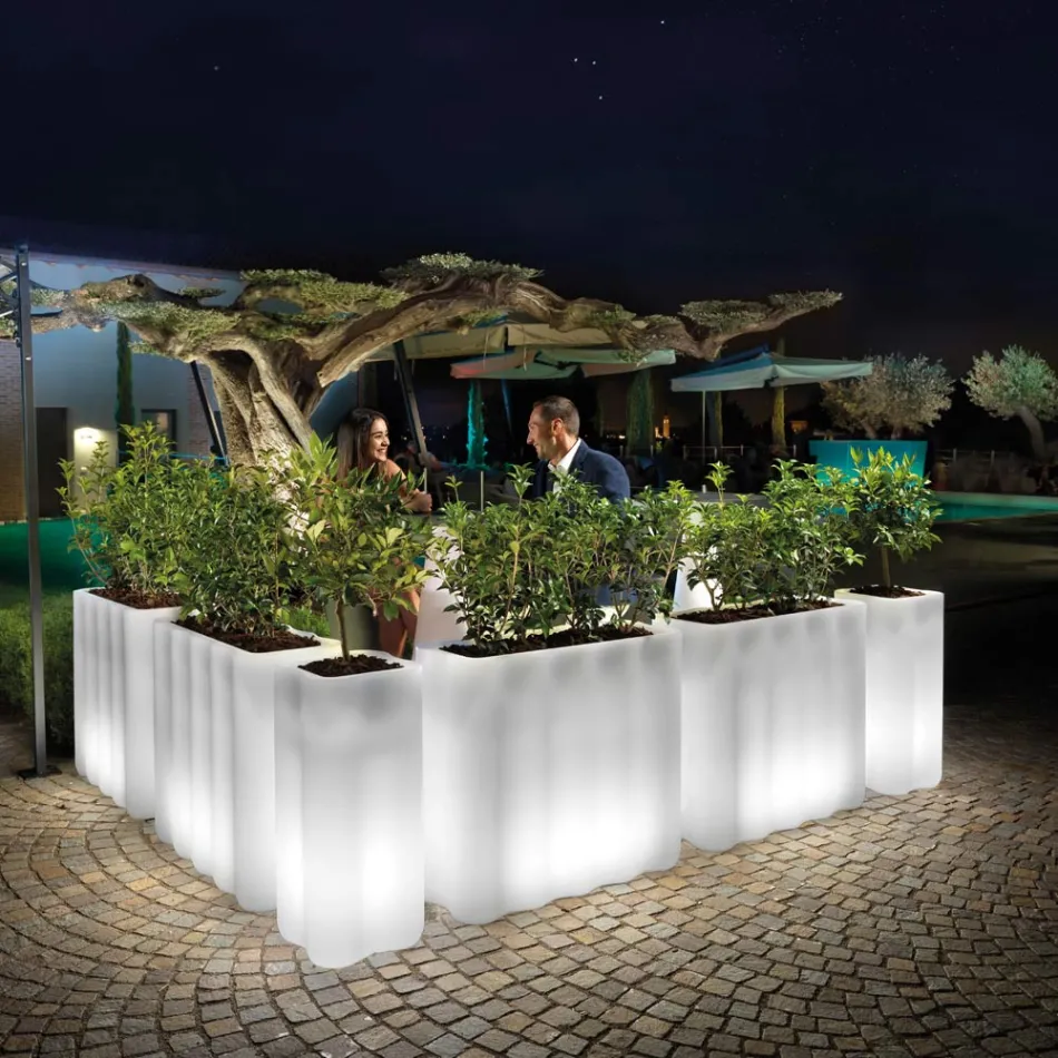 Heldere tuinpot in wit polyethyleen gemaakt in Italië - Crizia Viadurini