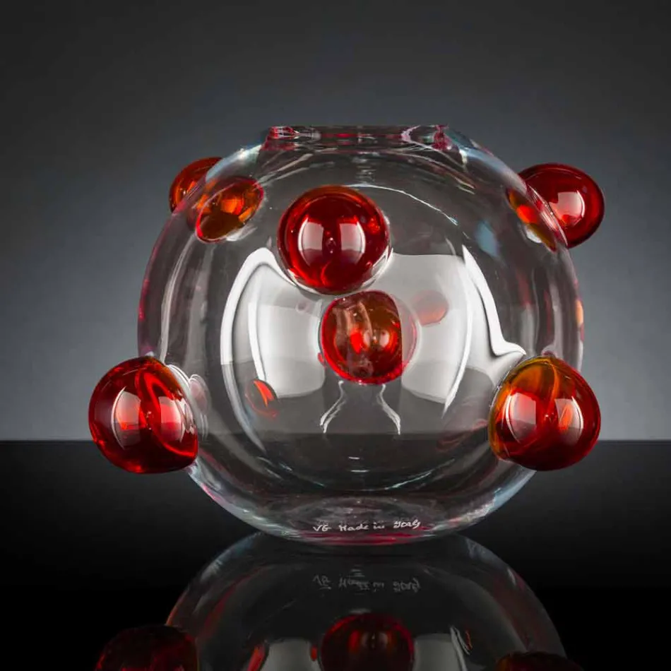 Ronde binnenvaas in geblazen muranoglas gemaakt in Italië - Astore Viadurini