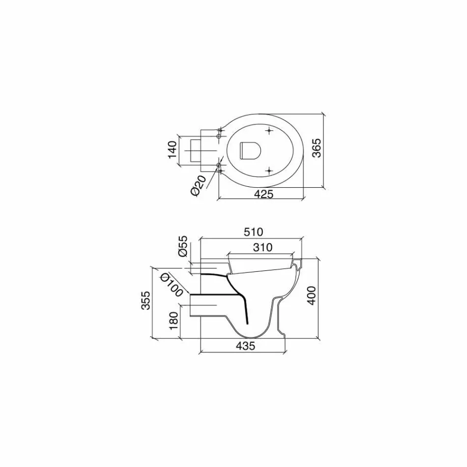 Vloervaas Klassiek design Terug naar muur in Made in Italy keramiek - Marwa Viadurini