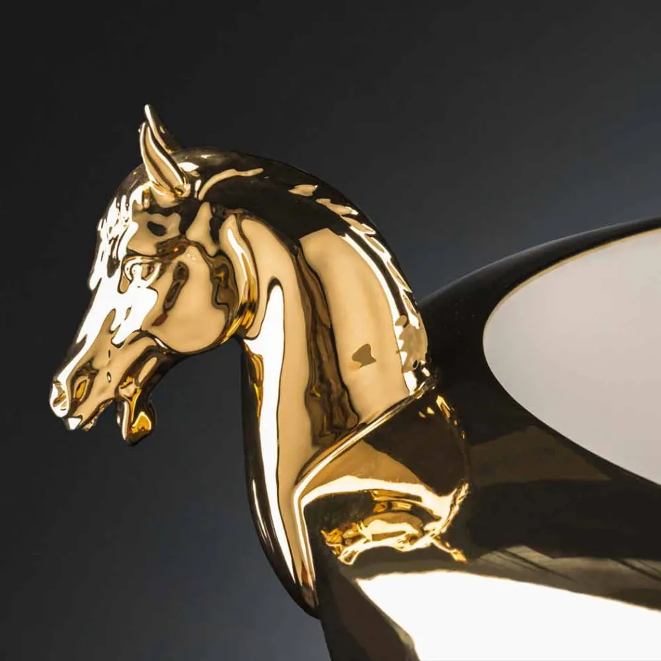 Handgemaakte decoratieve vaas in wit keramiek of 24-karaats goud gemaakt in Italië - Jakcy Viadurini