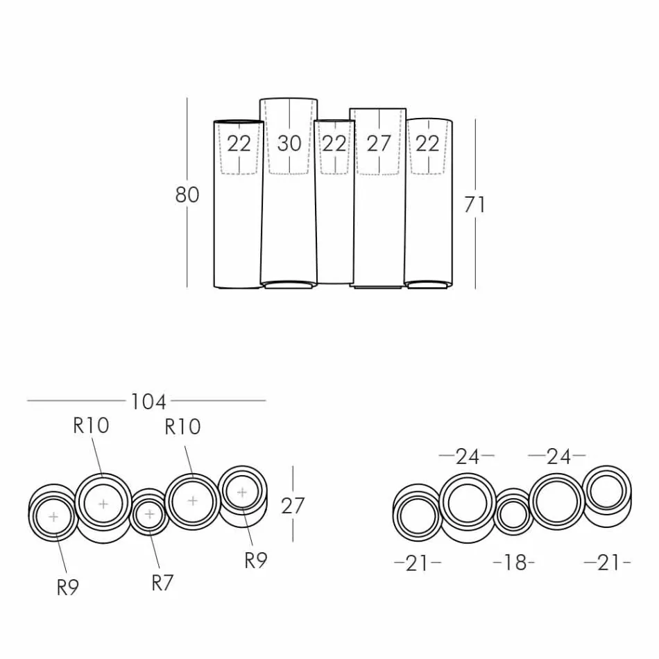 Decoratieve gekleurde vaas Dia Bamboe modern ontwerp gemaakt in Italië Viadurini