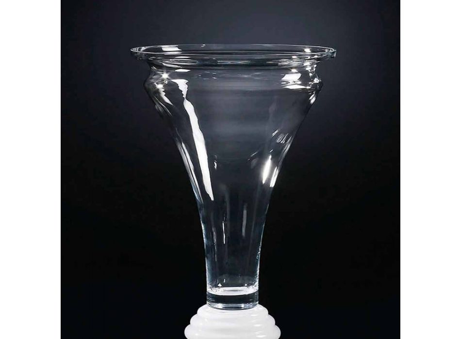 Decoratieve glazen binnenvaas met witte basis Made in Italy - Catia Viadurini