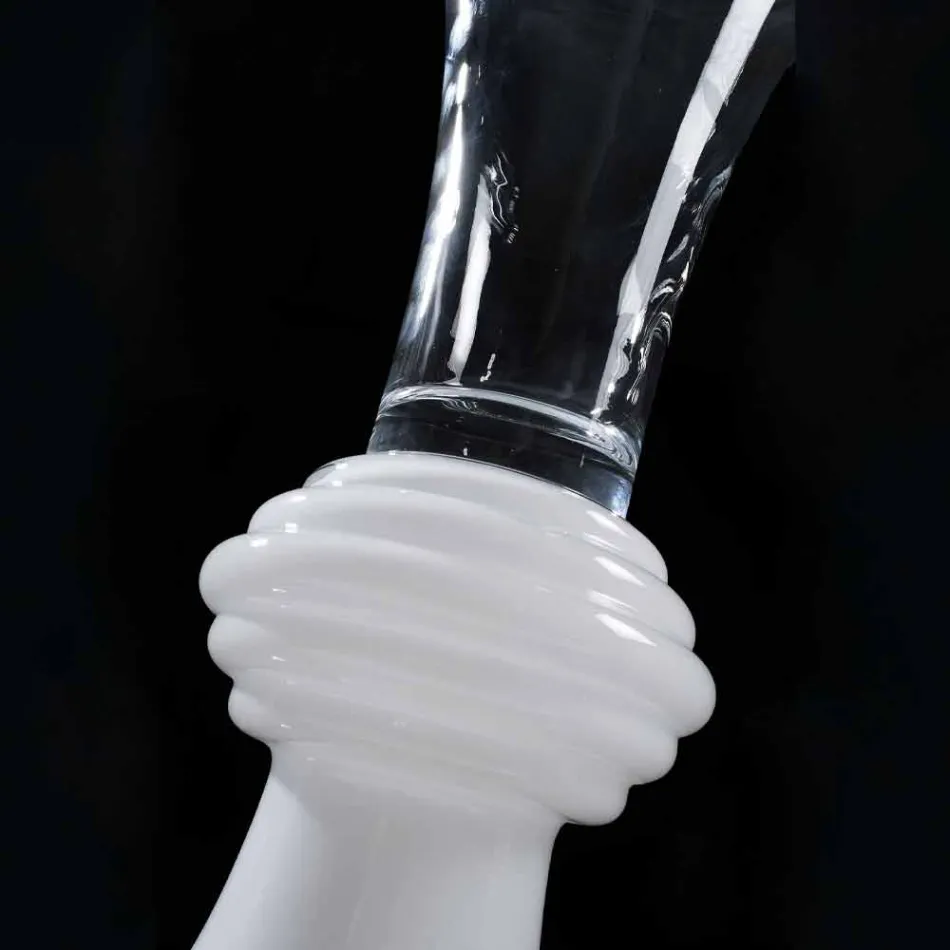 Decoratieve glazen binnenvaas met witte basis Made in Italy - Catia Viadurini