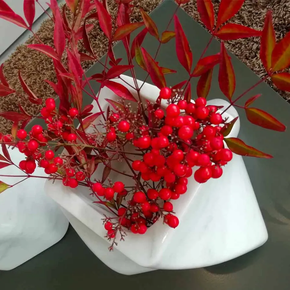 Decoratieve designvaas in Bardiglio of Carrara-marmer Gemaakt in Italië - Prisma Viadurini