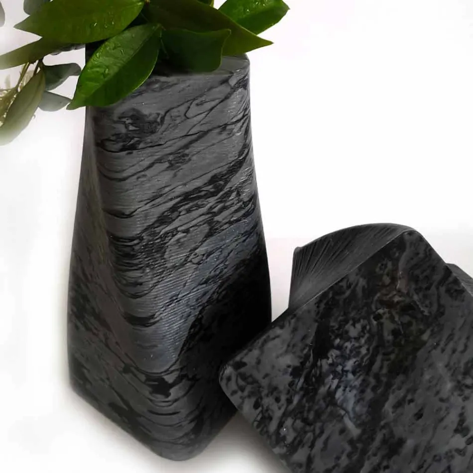 Decoratieve designvaas in Bardiglio of Carrara-marmer Gemaakt in Italië - Prisma Viadurini