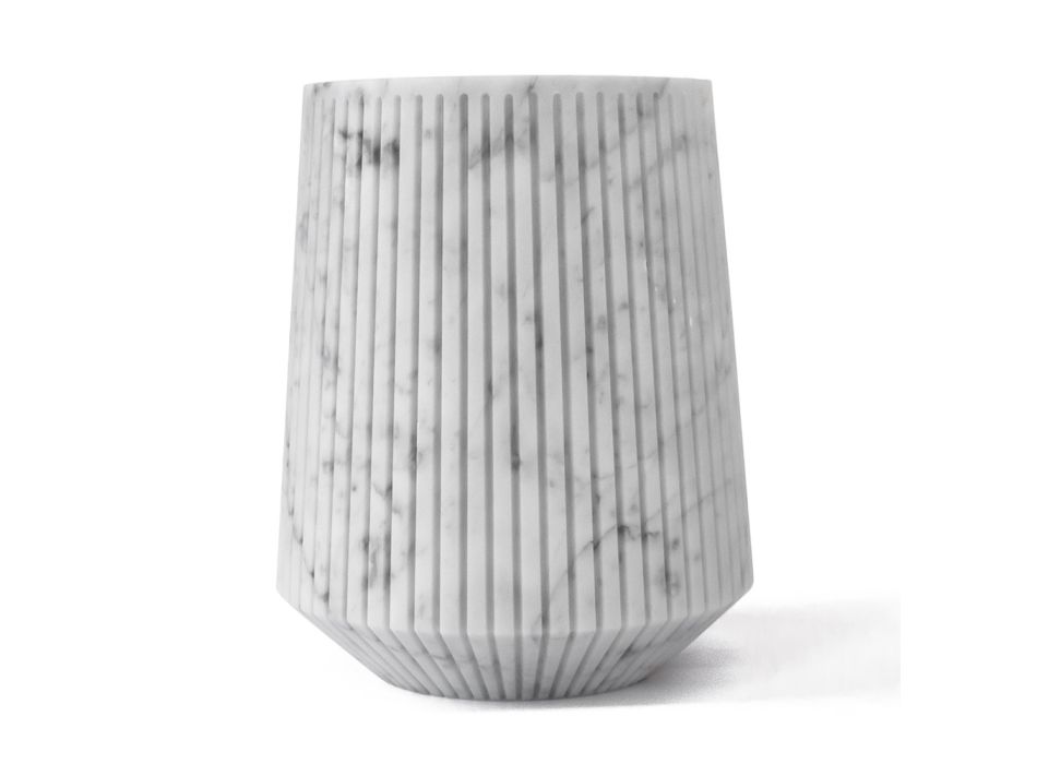 Decoratieve vaas in wit Carrara-marmer of Portoro-ontwerp met strepen - Cairo Viadurini