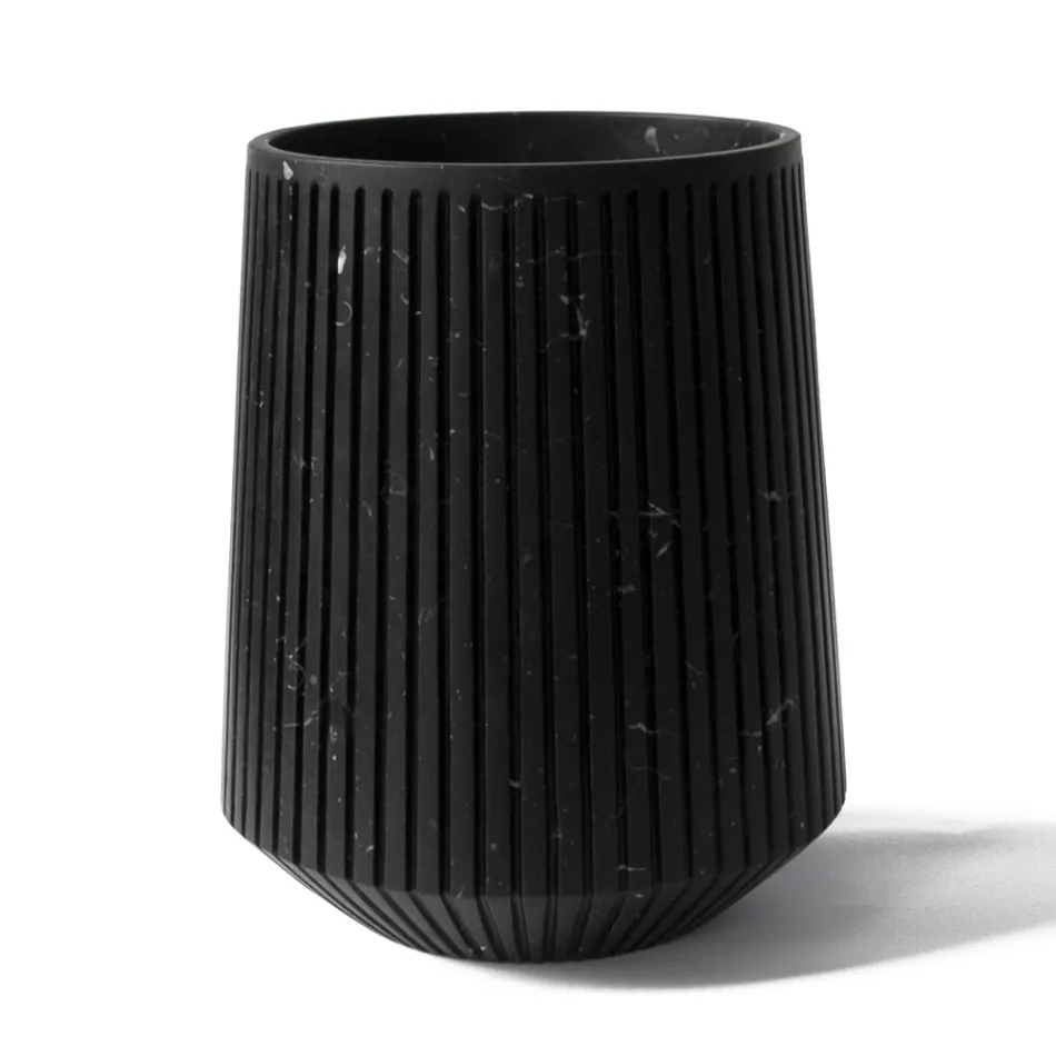 Decoratieve vaas in wit Carrara-marmer of Portoro-ontwerp met strepen - Cairo Viadurini