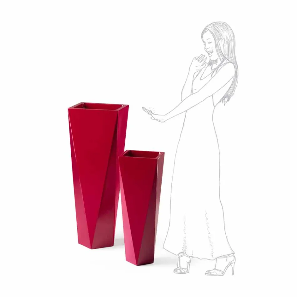 Vierkante designvaas van polyethyleen gemaakt in Italië - Bonina Viadurini