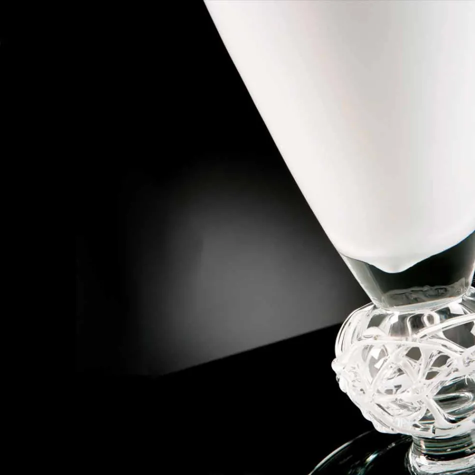 Decoratieve vaas in wit en transparant glas, handgemaakt in Italië - Crezia Viadurini