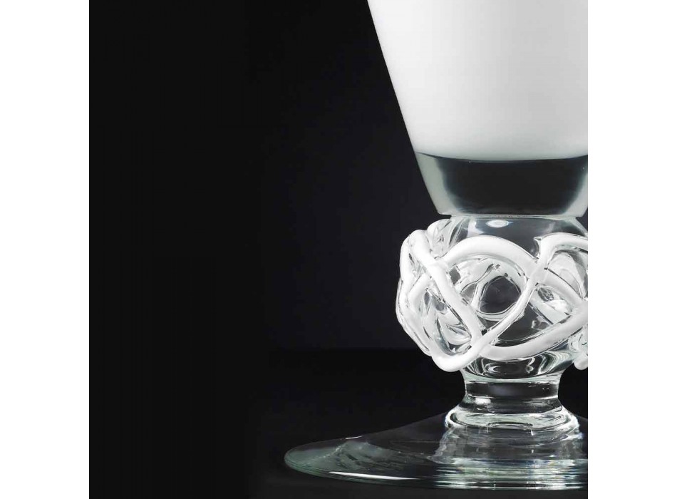 Decoratieve vaas in wit en transparant glas, handgemaakt in Italië - Crezia Viadurini