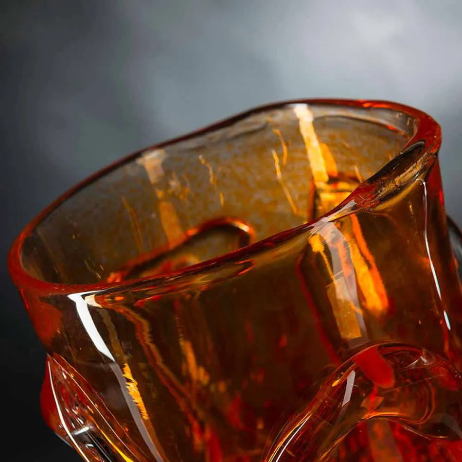 Oranje Murano geblazen decoratieve vaas gemaakt in Italië - Mister Viadurini