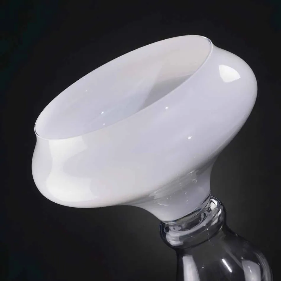 Moderne decoratieve vaas in wit en transparant glas Made in Italy - Vulcano Viadurini