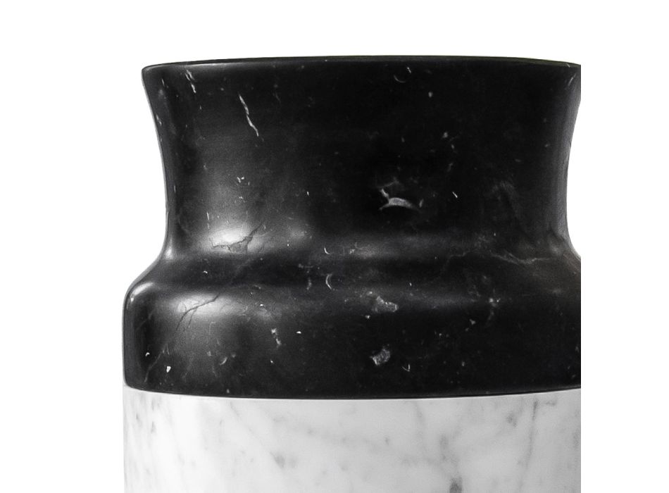 Vaasdecor in wit Carrara-marmer en zwart Marquinia-ontwerp - Calar Viadurini