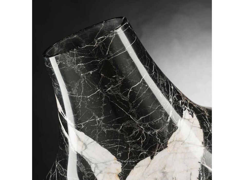 Elegante binnenvaas in wit en zwart marmer Made in Italy - Origineel Viadurini