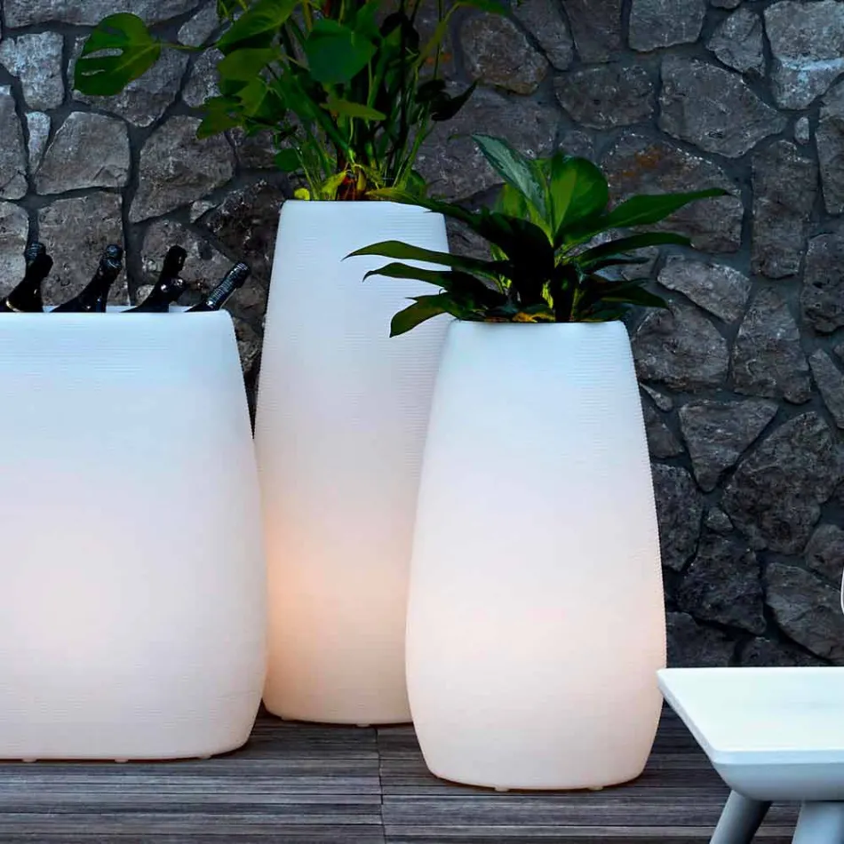 Plantenvaas in lichtgevend plastic, ontwerp in 3 maten - Pandora by Myyour Viadurini
