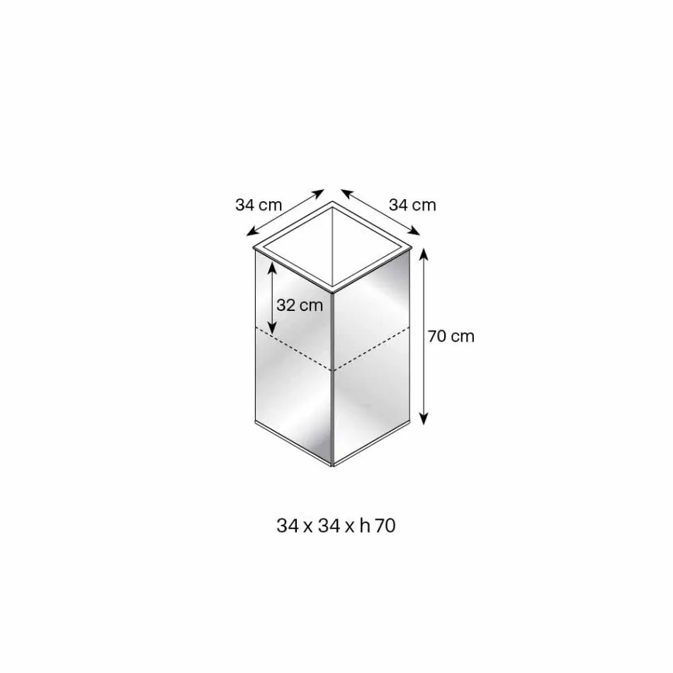 Vrijstaande geometrische spiegelvaas en structuur in hout en staal - Ghenna Viadurini