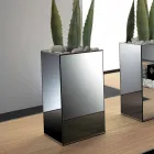 Vrijstaande geometrische spiegelvaas en structuur in hout en staal - Ghenna Viadurini