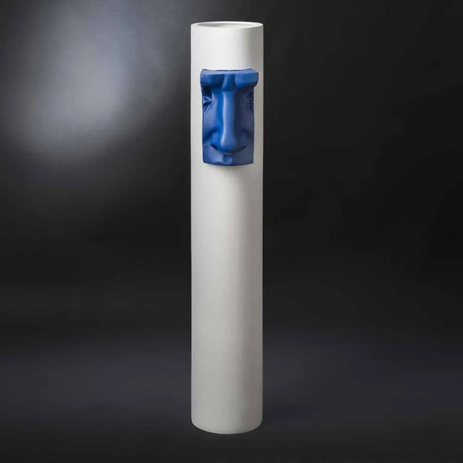 Witte keramische vaas met gekleurd inzetstuk Handgemaakt in Italië - Monte Viadurini