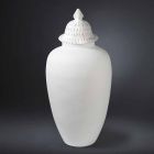 Design witte keramische vaas met handgemaakte decoratie in Italië - Verio Viadurini