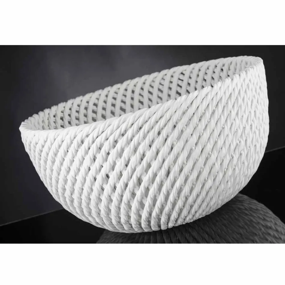 Handgemaakte keramische vaas met geweven inslag Made in Italy - Napoleon Viadurini