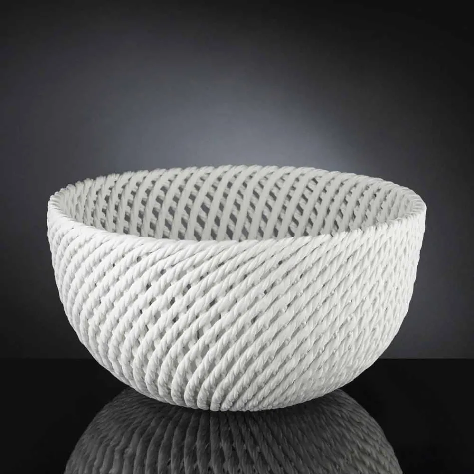 Handgemaakte keramische vaas met geweven inslag Made in Italy - Napoleon Viadurini