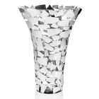Vaas van glas en zilvermetaal met luxe geometrische decoratie - Chirico Viadurini