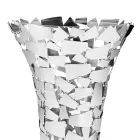 Vaas van glas en zilvermetaal met luxe geometrische decoratie - Chirico Viadurini