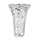 Vaas van glas en zilvermetaal met luxe geometrische decoratie - Chirico Viadurini