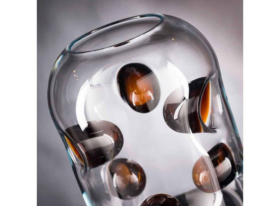 Murano geblazen glazen vaas met gekleurde details Made in Italy - Trapani Viadurini