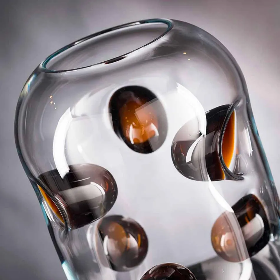 Murano geblazen glazen vaas met gekleurde details Made in Italy - Trapani Viadurini