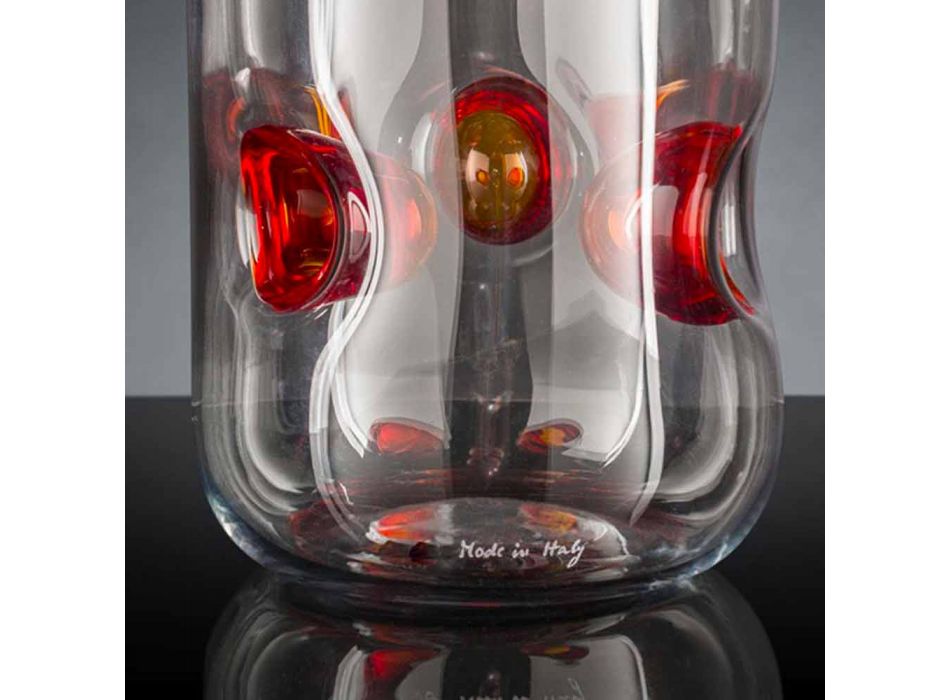 Murano geblazen glazen vaas met gekleurde details Made in Italy - Trapani Viadurini