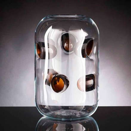 Murano geblazen glazen vaas met gekleurde details Made in Italy - Trapani Viadurini