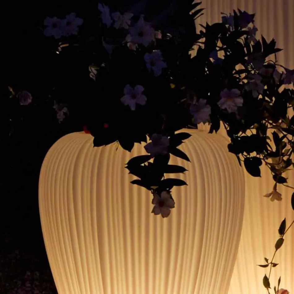 Modern design lichtgevende buitenvaas in polyethyleen, 2 stuks - Skin by Myyour Viadurini