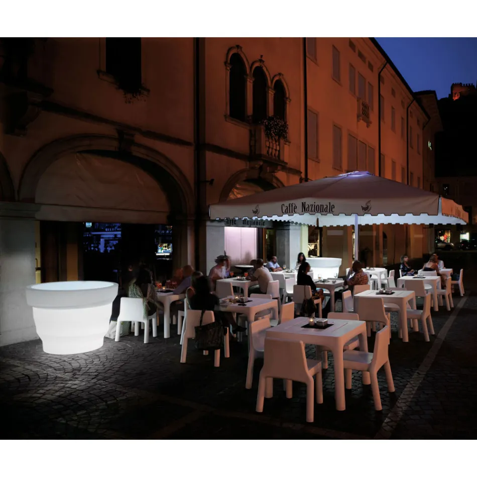 Heldere polyethyleen tuinvaas met LED Made in Italy - Poldo Viadurini