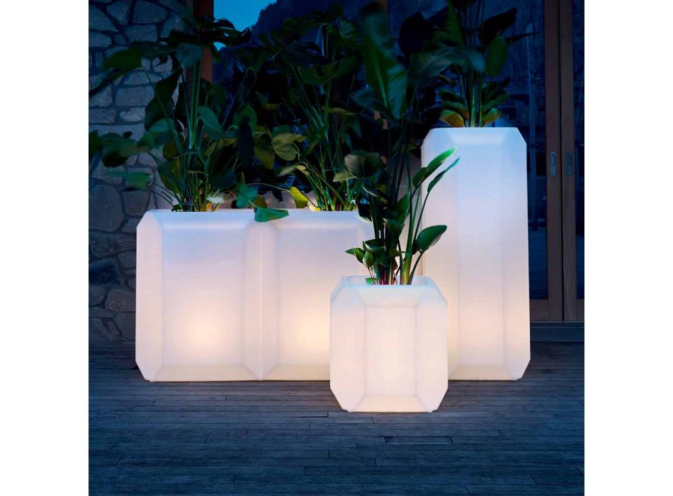 Lichtgevende vaas in plastic voor buiten of binnen, 3 afmetingen - Gem by Myyour Viadurini